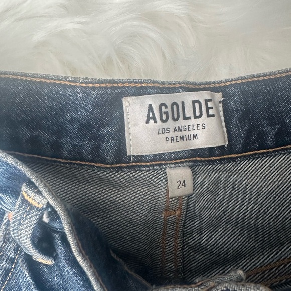 AGOLDE Parker Jean Shorts Dark Wash Denim - Size 24 - Picture 4 of 6